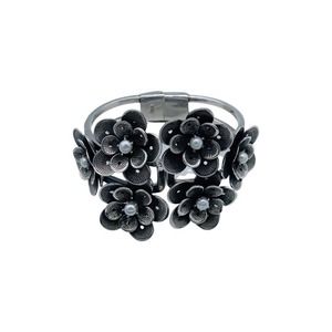 Vintage Sterling Silver .950 Pearl Flower Cuff Bangle Bracelet